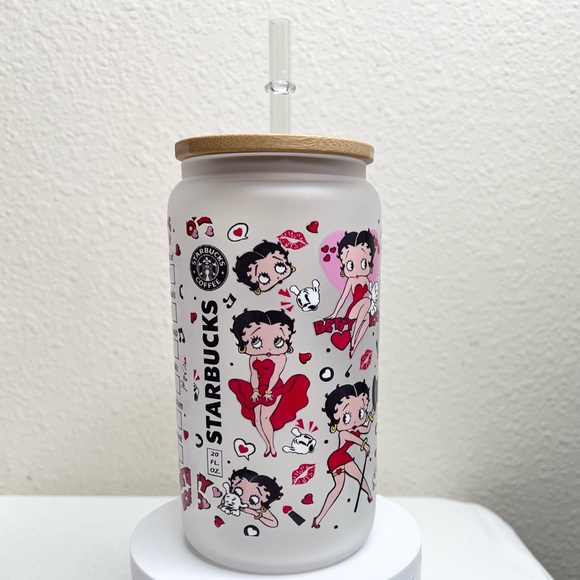 Starbucks Coffee and Betty Boop Handmade Libbey Glass Cup - Picture 4 of 5